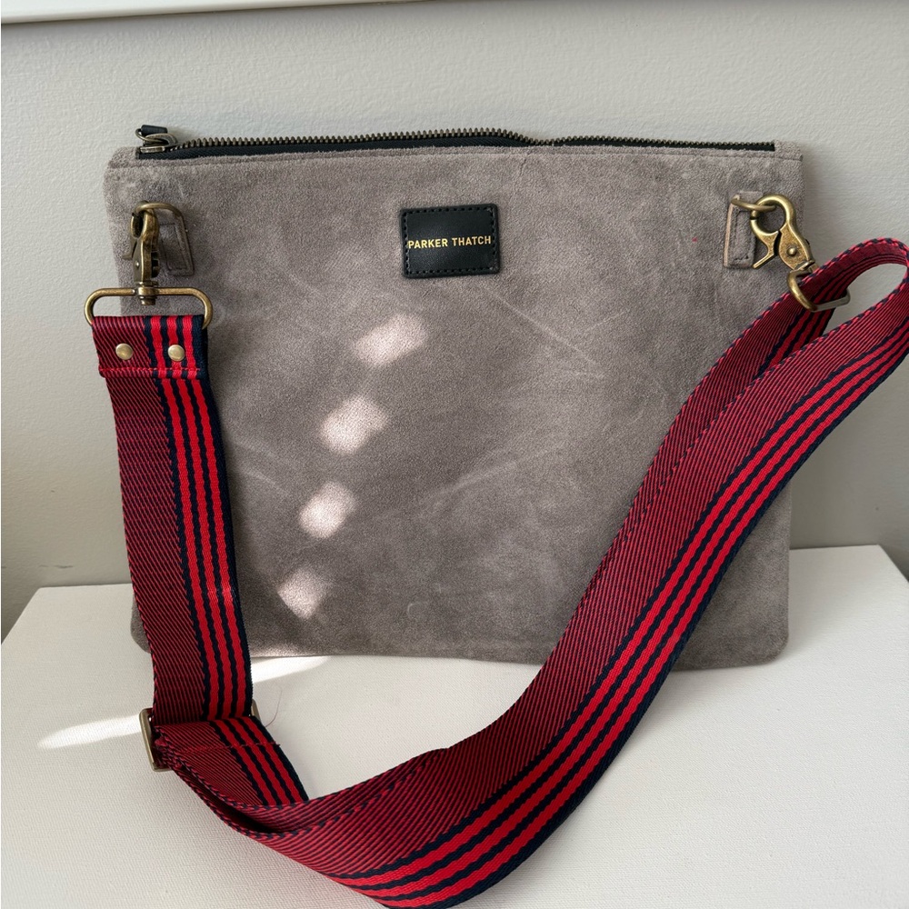 Parker Thatch Lee Suede Gray Pouch bag